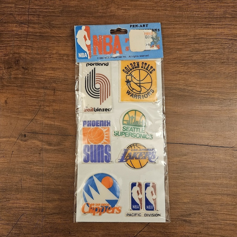 Vintage NBA Team Logos Puffy Stickers Pack 1980 LA Lakers Golden State Warriors